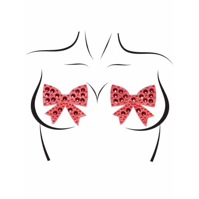 Leg Avenue Red Bow Rhinestone Nipple Pasties