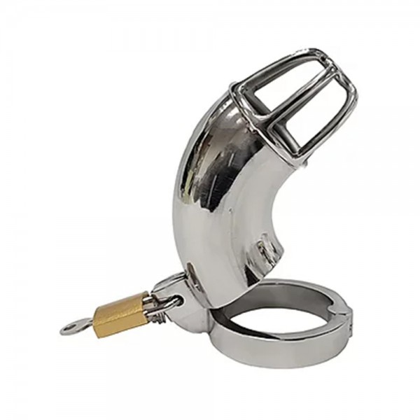 Stainless Cock Cage With Padlock In Clamshell