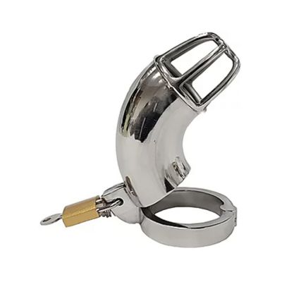 Stainless Cock Cage With Padlock In Clamshell