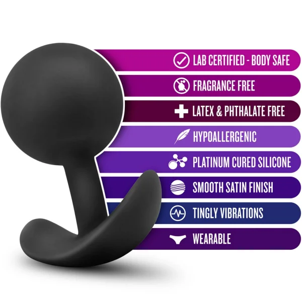 Luxe Wearable Silicone Vibra Butt Plug by Blush - Black