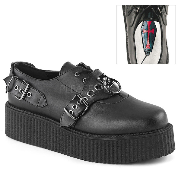 2 inches Platform Lace-Up Creeper w/ Buckle Strap