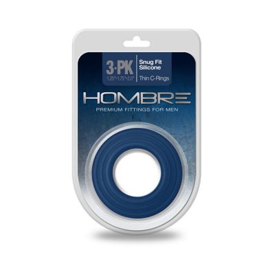 Hombre Snug fit Silicone Thin C rings 3pk Navy