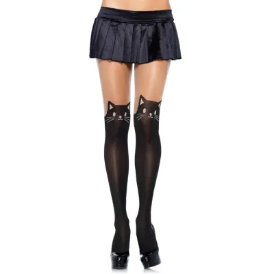 Black Cat Pantyhose with Accent O S Black Nd