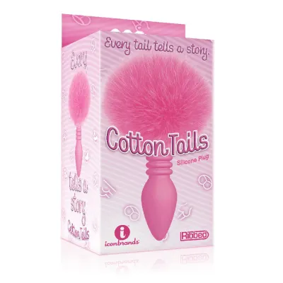 The 9 s Cottontails Silicone Bunny Tail Butt Plug Ribbed Pink