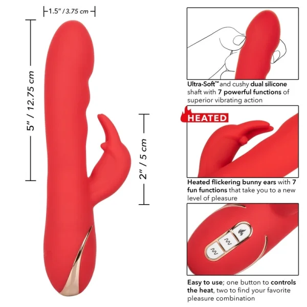 Jack Rabbit Signature Heated Silicone Ultra-Soft Rabbit Rechargeable Vibrator By CalExotics
