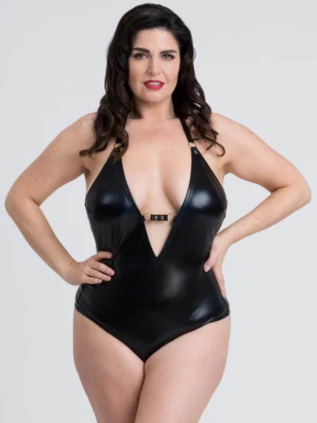 Fifty Shades of Grey Captivate Plus Size Wet Look Halterneck Teddy