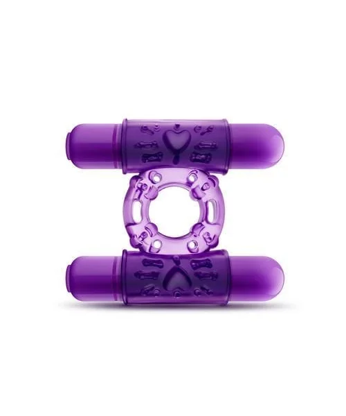 Play With Me Double Play Dual Vibrating Cock Ring Purple