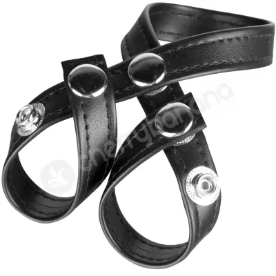 C B Gear 8 Style Ball Divider Black Faux Leather Cockring