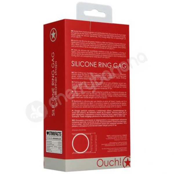 Ouch Red Silicone Ring Gag With Adjustable Leather Strap