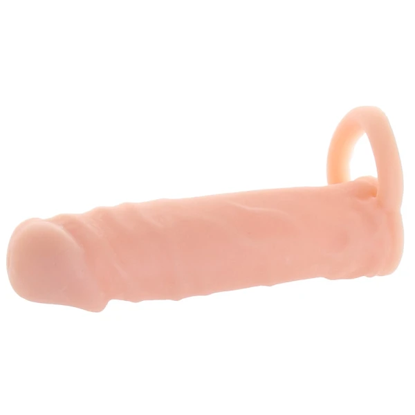 Size Up Silicone 1 Inch Realistic Penis Extender With Ball Loop - Vanilla