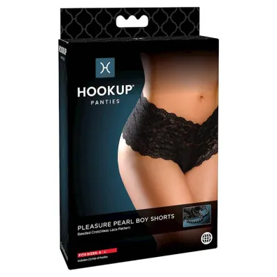 Hookup Panties Pleasure Pearl Boy Shorts O s Black O s