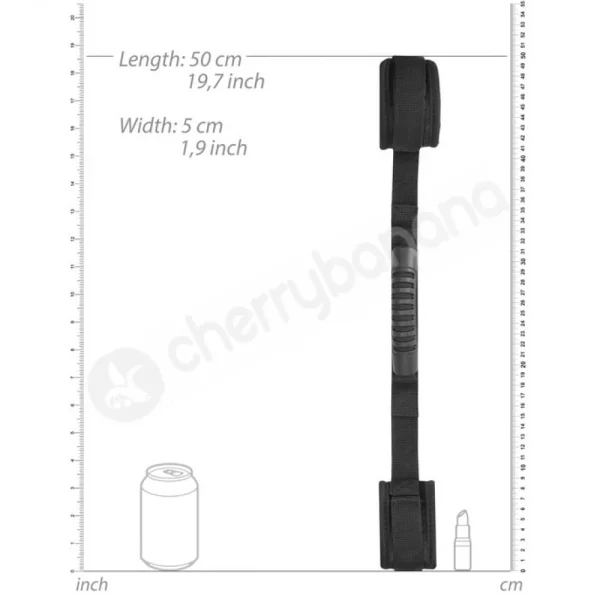 Ouch Velvet & Velcro Adjustable Black Handcuffs With Handle