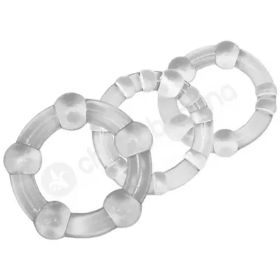 Cherry Banana Clear Beaded Cock Ball Rings 3 Pack