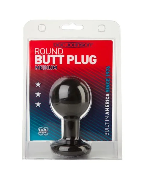 Round Butt Plug Medium Black