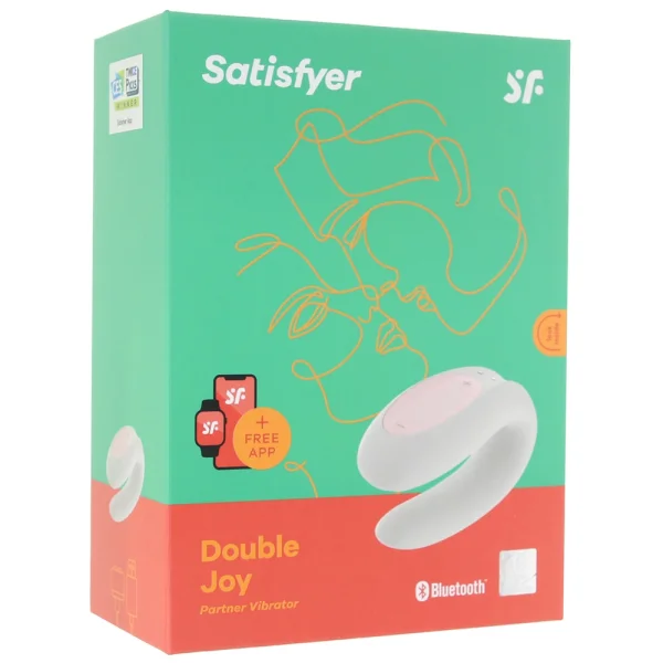 Satisfyer Double Joy Wearable Silicone Dual Stimulation App Enabled Couples Vibrator - White