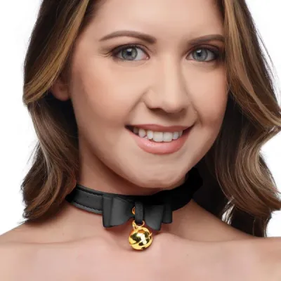 Golden Kitty Cat Bell Collar Black gold