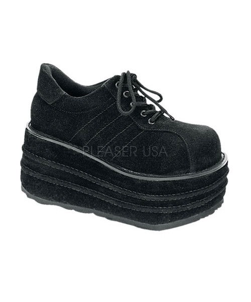 TEMPO-08 - 3 1/2" P/F Vegan Blk Faux Suede Shoes