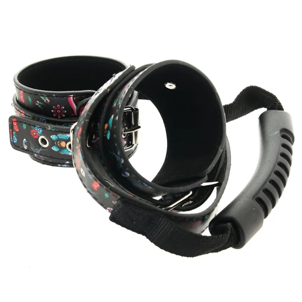 Ouch Old School Tattoo Printed Hand Cuffs With Handle