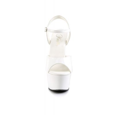 Pleaser Aspire 6 White Vegan Platforrm Sandal