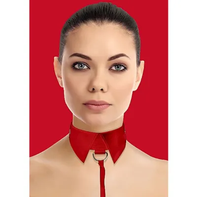 Classic Collar With Leash Red