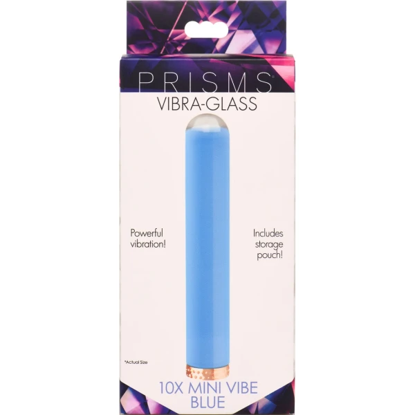 Prisms Vibra-Glass 10X Rechargeable Mini Glass Vibrator - Blue