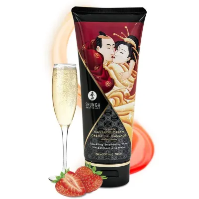 Shunga Kissable Massage Cream in Sparkling Strawberry Wine 7oz