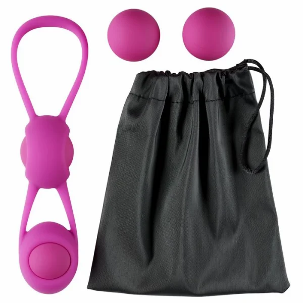 Cloud 9 - Kegel Training W/4 Weighted Balls & Pouch Pink Premium Silicone