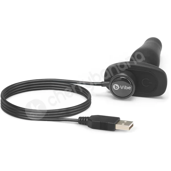 B-vibe Novice Plug Black 4" Vibrating R/C Butt Plug With Travel Case