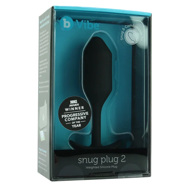 b-Vibe Snug Plug 2 Medium Silicone Weighted Butt Plug - Black