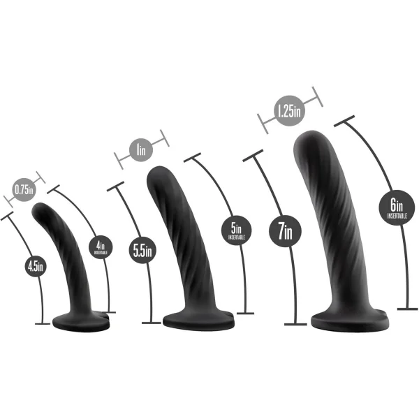 Blush Temptasia Twist Kit Silicone Suction Cup Dildos, Set of Three