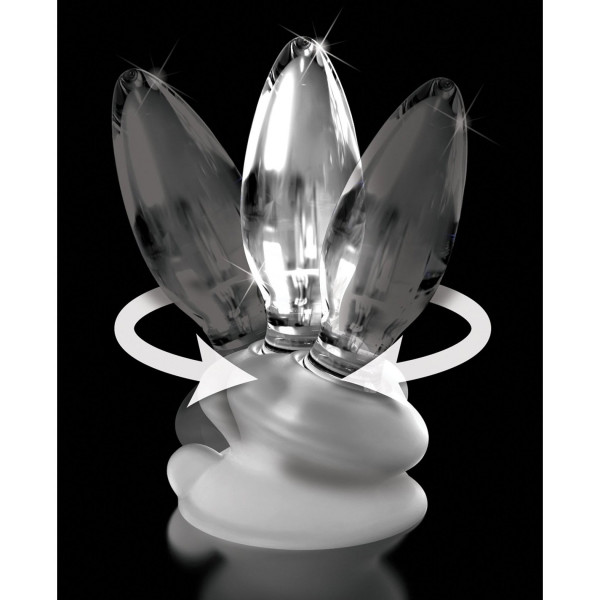 Icicles No. 91 Clear Glass Butt Plug with Suction Cup by Pipedream Products