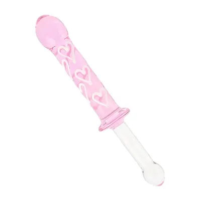 Lucent Pink Hearts Glass Massager