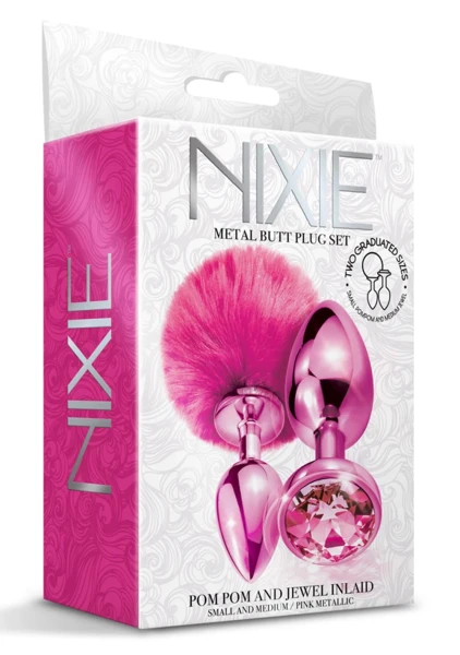 Nixie Metal Butt Plug Set Pom Pom and Jewel Inlaid — image 12 of 18