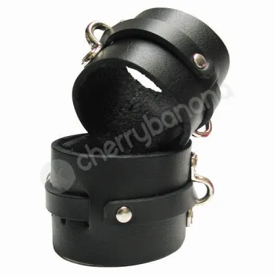 Kinklab Bondage Basics Black Leather Ankle Cuffs
