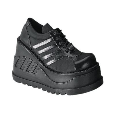 STOMP 08 4 3 4 P F Goth Punk Cyber GoGo Blk Pu shoes W zipper