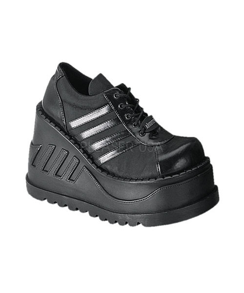 STOMP-08 - 4 3/4" P/F Goth Punk Cyber GoGo Blk Pu shoes W/ zipper