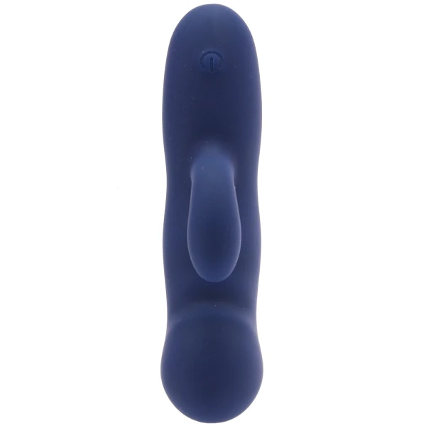 Cashmere Silk Duo Rechargeable Waterproof Silicone Rabbit Vibrator By CalExotics - Blue