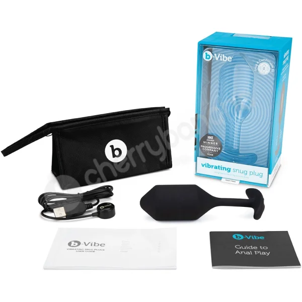 B-Vibe Vibrating Snug Plug XL 6.4" Black Weighted Silicone Butt Plug