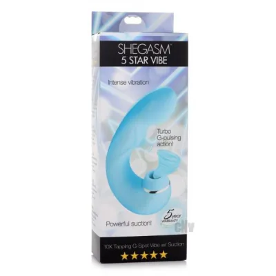 Shegasm 5 Star 10x Tapping G spot Silicone Vibrator With Suction Teal