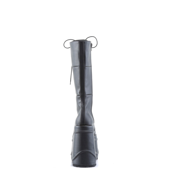 WAVE-302 - 5 3/4" Goth Punk Cyber Lace-Up P/F Blk Pu Knee BT — image 4 of 4