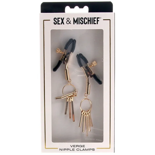 Sex & Mischief Verge Nipple Clamps By Sportsheets - Gold & Black