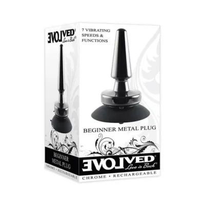 Butt Plugs Evolved Beginner Metal Plug Rechargeable Vibrating Chrome Anal Plug With Suction Cup Base Black