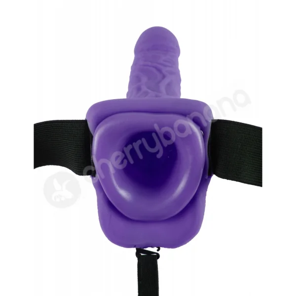 Fetish Fantasy Series Purple 7'' Vibrating Hollow Strap-on With Balls