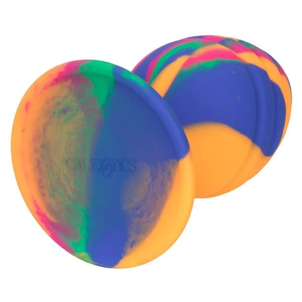 Cheeky Large Textured Silicone Tie-Dye Swirl Butt Plug