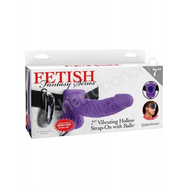 Fetish Fantasy Series Purple 7'' Vibrating Hollow Strap-on With Balls
