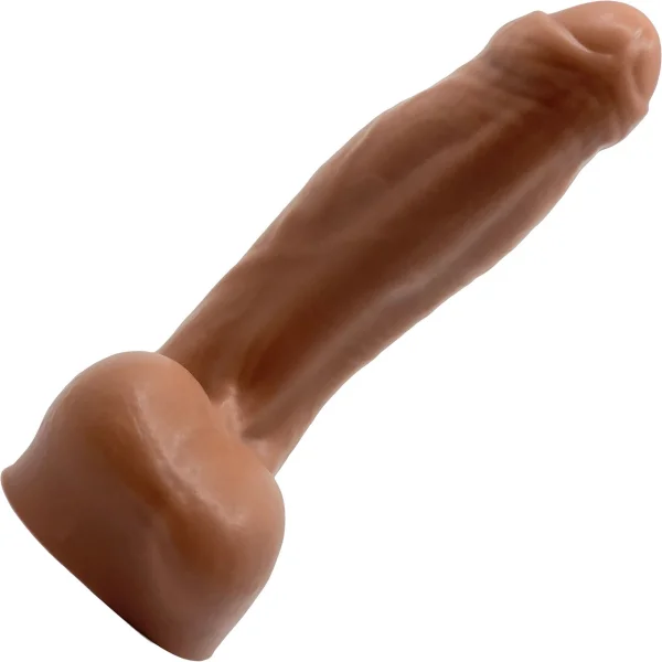 BIG Daddy Dakota Uncut Large 7.5" Platinum Silicone Realistic Dildo With Balls By Dee's Big Daddies - Caramel