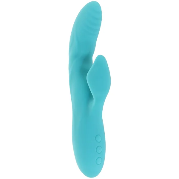 Nubii Kiah 17+3 Function Rabbit Rechargeable Silicone Dual Stim Vibrator By Nu Sensuelle - Blue