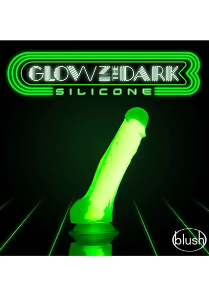 Neo Elite Glow In The Dark 7.5" Dual Density Realistic Silicone Dildo With Balls by Blush - Neon Green