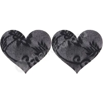 Cherry Banana I m So Thorny Floral Lace Black Heart Shaped Nipple Pasties 2 Pack