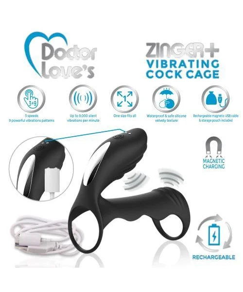 Doctor Love Zinger+ Vibrating Rechargeable Cock Cage Remote Black — image 7 of 8